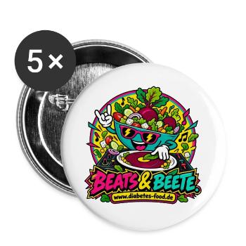 Beats & Beete: Gemüse-Rhythmus - Buttons groß 56 mm (5er Pack) - Weiß - Vorne