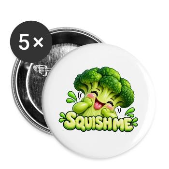 Squishme Brokkoli Cartoon - Buttons groß 56 mm (5er Pack) - Weiß - Vorne