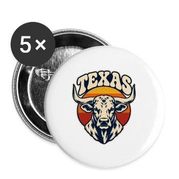 Texas Horns Retro Sunset - Buttons groß 56 mm (5er Pack) - Weiß - Vorne