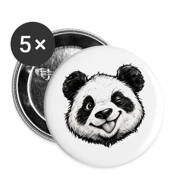 Lustiger Panda-Zunge rausgestreckt, süßer Panda-Liebhaber-Humor - Buttons groß 56 mm (5er Pack) - Weiß - Vorne
