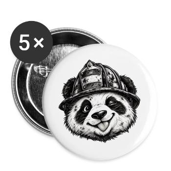Lustiger Panda-Feuerwehrhelm Panda-Liebhaber-Humor - Buttons groß 56 mm (5er Pack) - Weiß - Vorne