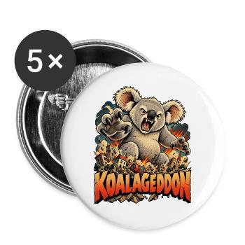 Wütende Koala Kaiju Stadt Zerstörung Tierkunst - Buttons groß 56 mm (5er Pack) - Weiß - Vorne
