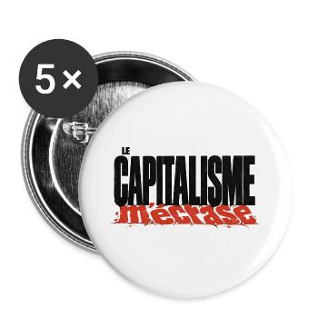 Kapitalismus in Trümmern – schwarz-roter Kontrast - Buttons groß 56 mm (5er Pack) - Weiß - Vorne