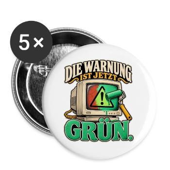 Warnung in Grün - Buttons groß 56 mm (5er Pack) - Weiß - Vorne