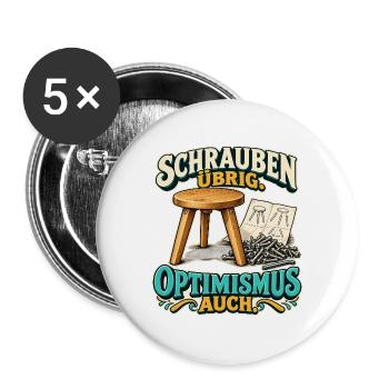 Schrauben übrig - Buttons groß 56 mm (5er Pack) - Weiß - Vorne