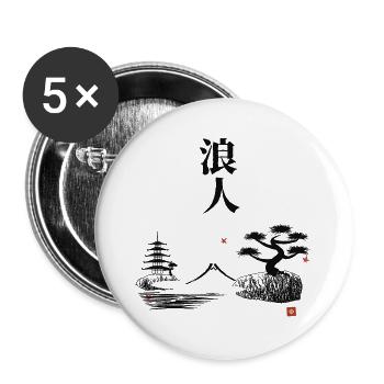 Ronin Zen Landschaft - Buttons groß 56 mm (5er Pack) - Weiß - Vorne