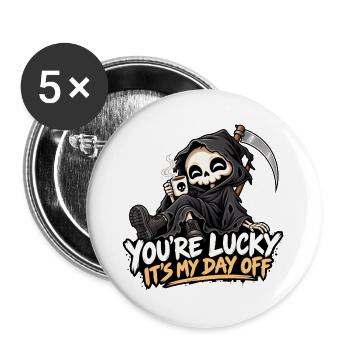 Niedlicher Sensenmann schwarzer Humor - Buttons groß 56 mm (5er Pack) - Weiß - Vorne