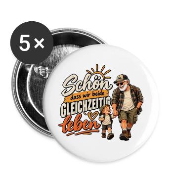 Schön, dass wir beide gleichzeitig leben – Opa - Buttons groß 56 mm (5er Pack) - Weiß - Vorne