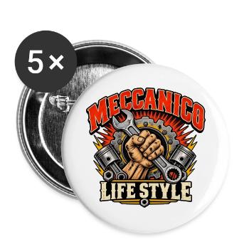 Mechanischer Lebensstil - Buttons groß 56 mm (5er Pack) - Weiß - Vorne