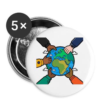 Hände vereint für den Planeten - Buttons groß 56 mm (5er Pack) - Weiß - Vorne