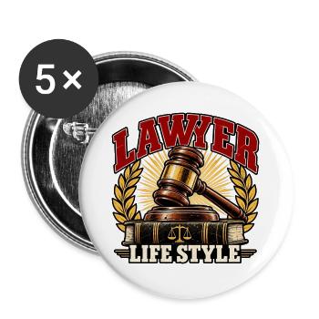 Anwalts-Lebensstil-Emblem - Buttons groß 56 mm (5er Pack) - Weiß - Vorne