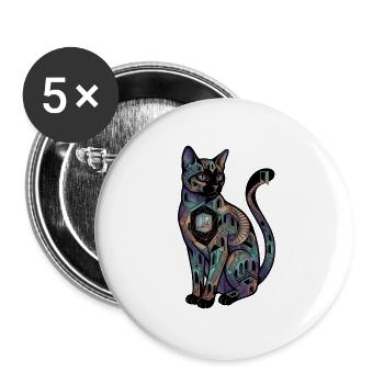 Surreale Katze mit Treppen – Optische Täuschung  - Buttons groß 56 mm (5er Pack) - Weiß - Vorne