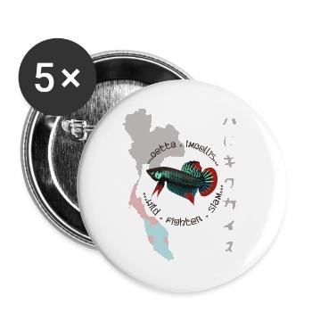 Betta imbellis, Kampffisch Wildform  - Buttons groß 56 mm (5er Pack) - Weiß - Vorne