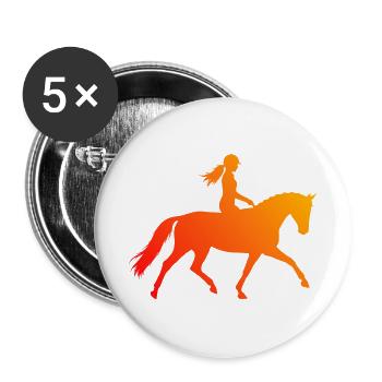 Pferdesport Geschenkidee für eine Pferdesportlerin - Buttons groß 56 mm (5er Pack) - Weiß - Vorne