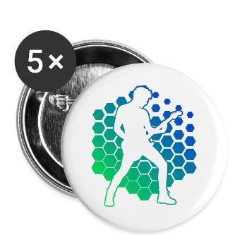 Geschenkidee für einen Gitarren-Fan mit E-Gitarre - Buttons groß 56 mm (5er Pack) - Weiß - Vorne
