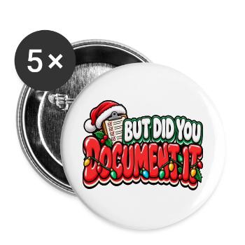 Weihnachts-Dokumentationswitz - Buttons groß 56 mm (5er Pack) - Weiß - Vorne