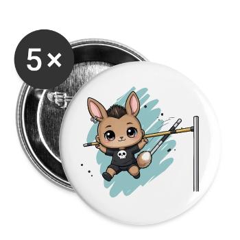 Punk-Kaninchen Sprungkunst - Buttons groß 56 mm (5er Pack) - Weiß - Vorne
