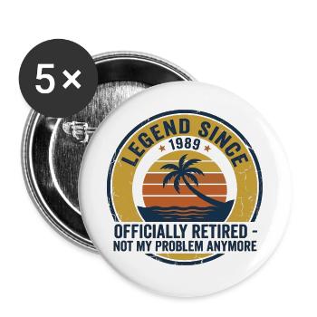 Legende Seit 1989 Ruhestand - Buttons groß 56 mm (5er Pack) - Weiß - Vorne