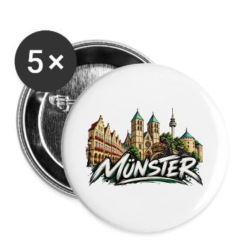 Münster Graffiti Monster - Buttons groß 56 mm (5er Pack) - Weiß - Vorne