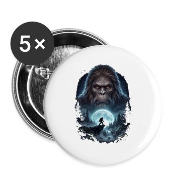 Bigfoot vor dem Mond Mondlicht mystischer Affe - Buttons groß 56 mm (5er Pack) - Weiß - Vorne