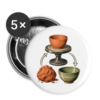 Vom Ton zur Schale – Töpferliebe - Buttons groß 56 mm (5er Pack) - Weiß - Vorne