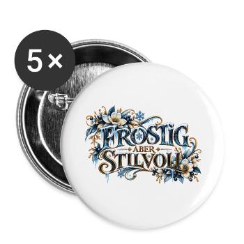 Frostig, aber stilvoll – Das eisige Winteremblem - Buttons groß 56 mm (5er Pack) - Weiß - Vorne
