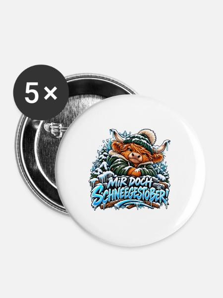 Der grummelige Highland - Buttons groß 56 mm (5er Pack) - Weiß