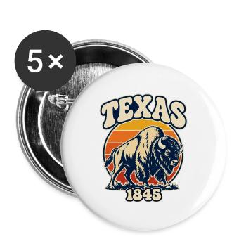 Texas Bison Sunset 1845 - Buttons groß 56 mm (5er Pack) - Weiß - Vorne