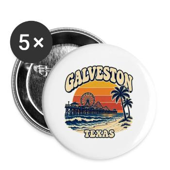 Galveston Pier Sunset Texas - Buttons groß 56 mm (5er Pack) - Weiß - Vorne