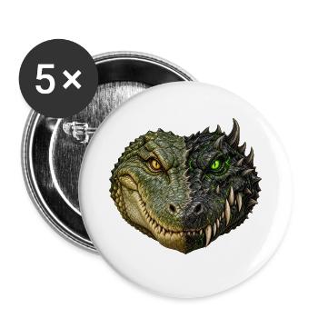Halb Tier, halb Dämonenkrokodil – Fantastisches Reptil - Buttons groß 56 mm (5er Pack) - Weiß - Vorne
