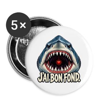 Weichherziger Hai – ich bin tief drin - Buttons groß 56 mm (5er Pack) - Weiß - Vorne
