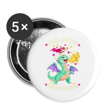 Herz, ich werde Erfolg haben, weil ich verrückt bin - Buttons groß 56 mm (5er Pack) - Weiß - Vorne