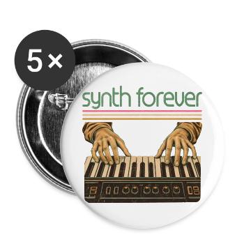 Synthesizer Hände Retro Keyboard Musiker - Buttons groß 56 mm (5er Pack) - Weiß - Vorne