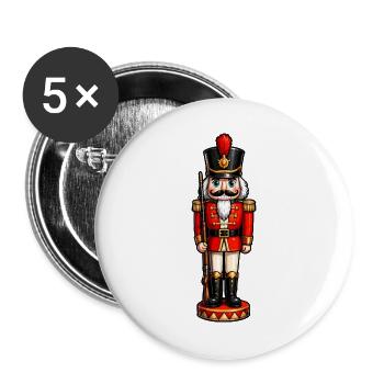 Traditioneller Nußknacker Soldat - Buttons groß 56 mm (5er Pack) - Weiß - Vorne