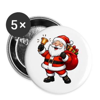 Weihnachtsmann Comic - Buttons groß 56 mm (5er Pack) - Weiß - Vorne