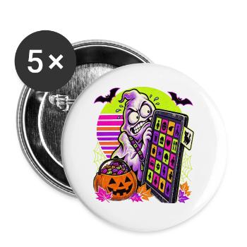 Halloween-ABA-Geist duckt sich vor Katzenkarte - Buttons groß 56 mm (5er Pack) - Weiß - Vorne