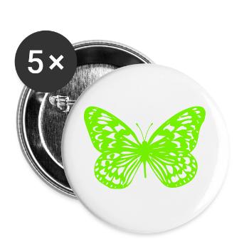 Neongrüner Schmetterling-Umriss - Buttons groß 56 mm (5er Pack) - Weiß - Vorne