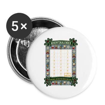 Rentner Adventskalender Frei - Buttons groß 56 mm (5er Pack) - Weiß - Vorne