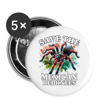 Save Rotknie Vogelspinne - Buttons groß 56 mm (5er Pack) - Weiß - Vorne