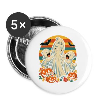 Halloween-Geist Still-Mama im Cluster-Chaos - Buttons groß 56 mm (5er Pack) - Weiß - Vorne