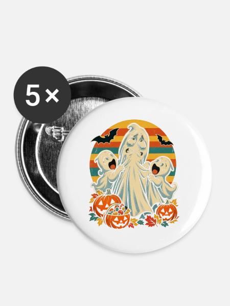 Halloween-Geist Still-Mama im Cluster-Chaos - Buttons groß 56 mm (5er Pack) - Weiß