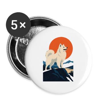 Indian Spitz - Buttons groß 56 mm (5er Pack) - Weiß - Vorne