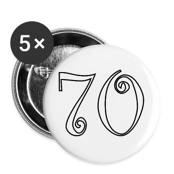 70. 70 JAHRE. 70-JÄHRIGES JUBILÄUM. 70-JÄHRIGES JUBILÄUM. - Buttons groß 56 mm (5er Pack) - Weiß - Vorne