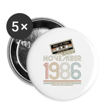 Limited Edition November Best of 1986 Kassette - Buttons groß 56 mm (5er Pack) - Weiß - Vorne