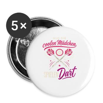 Nur Die Coolen Mädchen Spielen Dart Spruch - Buttons groß 56 mm (5er Pack) - Weiß - Vorne
