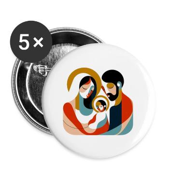 Abstract Holy Family Nativity - Buttons groß 56 mm (5er Pack) - Weiß - Vorne