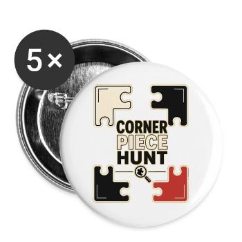 CORNER PIECE HUNT - Buttons groß 56 mm (5er Pack) - Weiß - Vorne