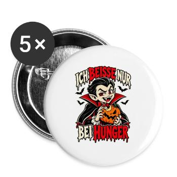 Vampir mit Kürbis – Hunger - Buttons groß 56 mm (5er Pack) - Weiß - Vorne