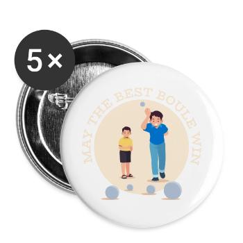Möge die beste Boule gewinnen – Familie - Buttons groß 56 mm (5er Pack) - Weiß - Vorne