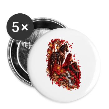 Rotes Pferd im Herbstlicht - Buttons groß 56 mm (5er Pack) - Weiß - Vorne